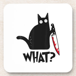 Katze Was_ Lustige Schwarze Katze  Getränkeuntersetzer