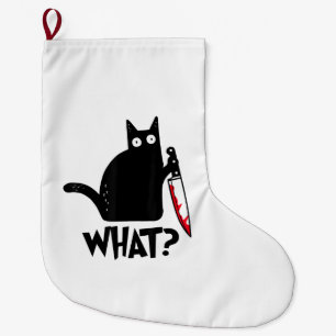Katze Was_ Lustige Schwarze Katze Großer Weihnachtsstrumpf