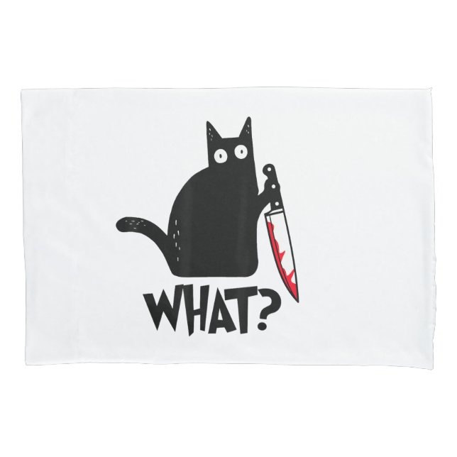 Katze Was_ Lustige Schwarze Katze  Kissenbezug (Vorderseite)