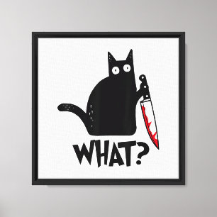 Katze Was_ Lustige Schwarze Katze  Leinwanddruck