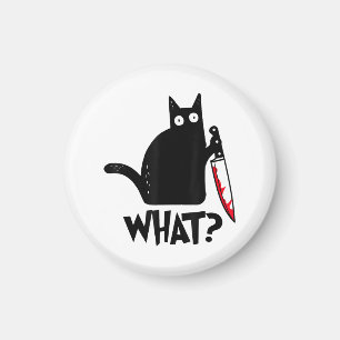 Katze Was_ Lustige Schwarze Katze Magnet