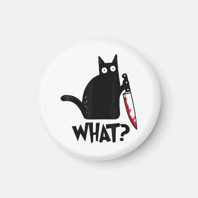 Katze Was_ Lustige Schwarze Katze  Magnet (Vorne)