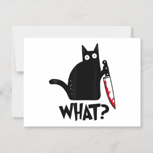 Katze Was_ Lustige Schwarze Katze  Magneteinladung