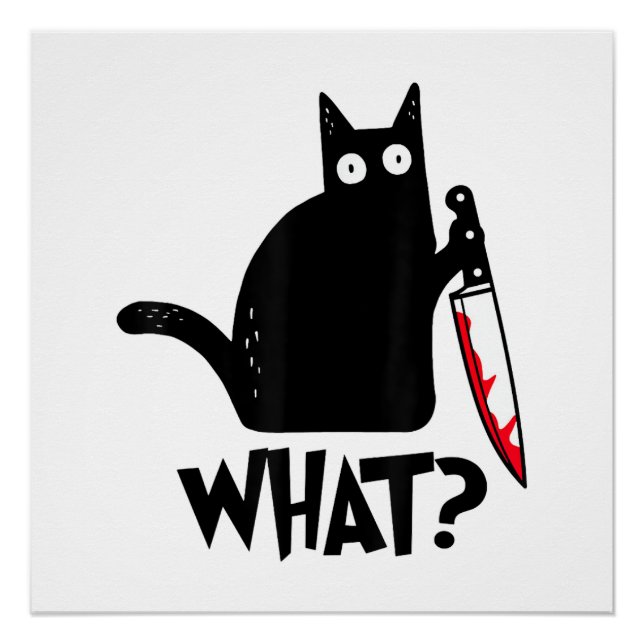 Katze Was_ Lustige Schwarze Katze  Poster (Vorderseite)