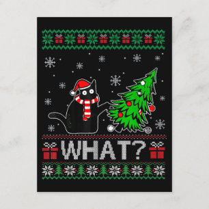 Katze Was lustige schwarze Katze Pushing Weihnacht Begleitkarte