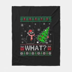 Katze Was lustige schwarze Katze Pushing Weihnacht Fleecedecke