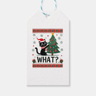 Katze Was lustige schwarze Katze Pushing Weihnacht Geschenkanhänger
