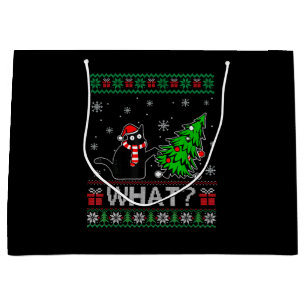 Katze Was lustige schwarze Katze Pushing Weihnacht Große Geschenktüte