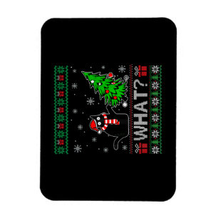 Katze Was lustige schwarze Katze Pushing Weihnacht Magnet