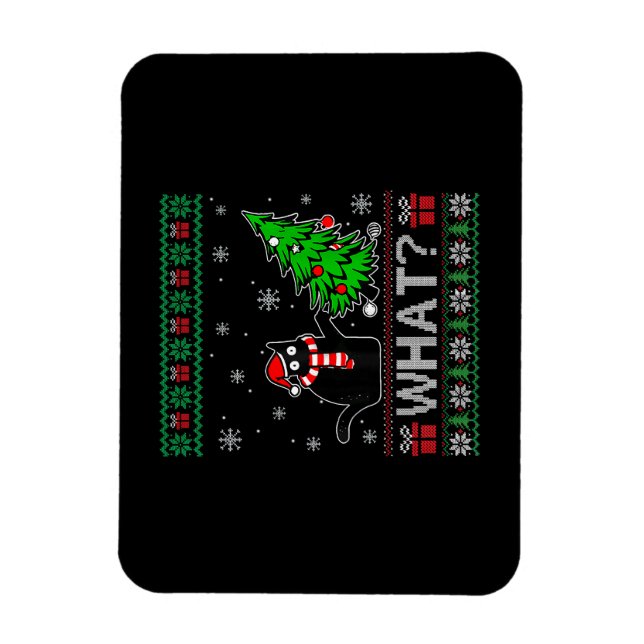 Katze Was lustige schwarze Katze Pushing Weihnacht Magnet (Vertikal)