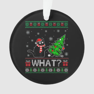 Katze Was lustige schwarze Katze Pushing Weihnacht Ornament