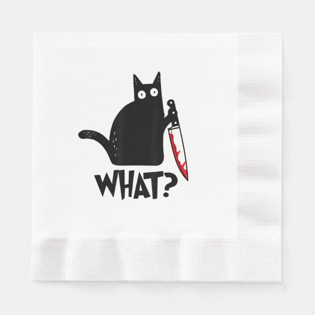Katze Was_ Lustige Schwarze Katze  Serviette (Vorderseite)