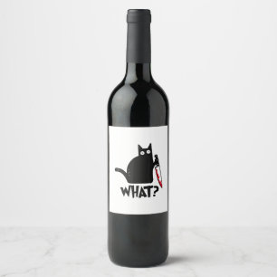Katze Was_ Lustige Schwarze Katze Weinetikett