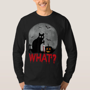 Katze Was mörderische schwarze Katze mit Knife Hal T-Shirt