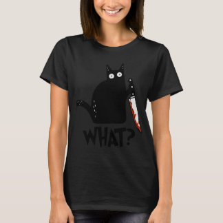 Katze Was? Mörderische schwarze Katze mit Messer G T-Shirt