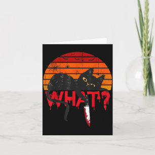 Katze Was_ Mörderische schwarze Katze mit Messer H Karte