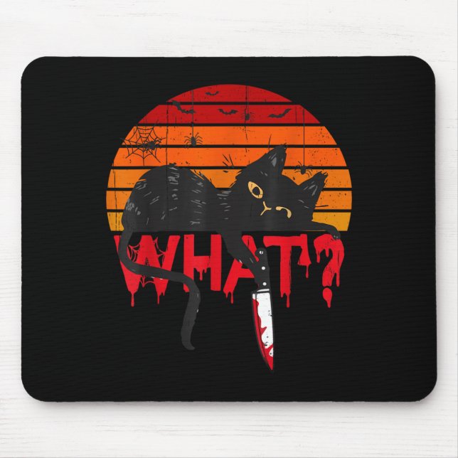 Katze Was_ Mörderische schwarze Katze mit Messer H Mousepad (Vorne)