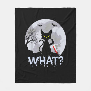 Katze Was_ Murdere schwarze Katze mit Knife Hallow Fleecedecke
