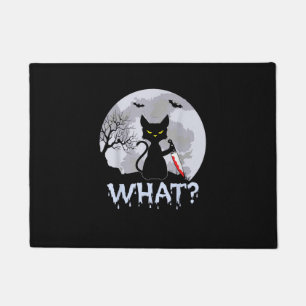 Katze Was_ Murdere schwarze Katze mit Knife Hallow Fußmatte