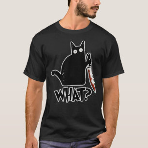 Katze Was Murderschwarze Katze mit Knife Geschenk T-Shirt