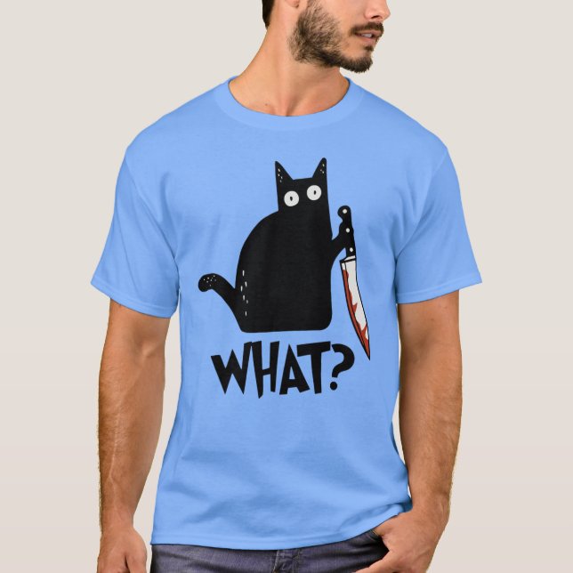 Katze Was Murderschwarze Katze mit Knife Geschenk  T-Shirt (Vorderseite)