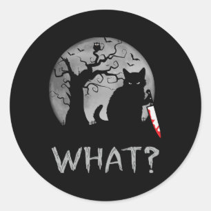 Katze, was Murderschwarze Katze mit Knife Kostüm H Runder Aufkleber