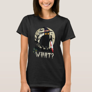 Katze, was schwarze Katze mit Kniffehochkostüm T-Shirt