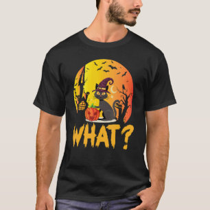 Katze Was Schwarze Katze Mit Kürbis Halloween Kost T-Shirt