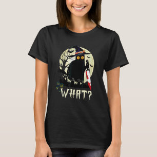 Katze Was Schwarze Katze Mit Messer Halloween Kost T-Shirt