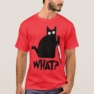 Katze was schwarze Katze Murderous Katze mit Knife T-Shirt