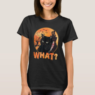 Katze, was schwarze Mordkatze mit Knife Halloween T-Shirt