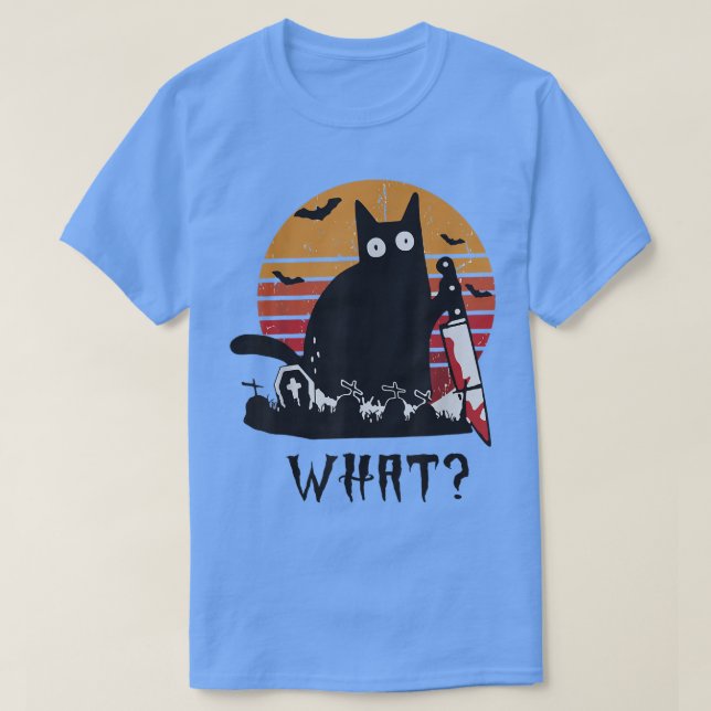 Katze, was Shirt lustige schwarze Katze mit Knife  (Design vorne)
