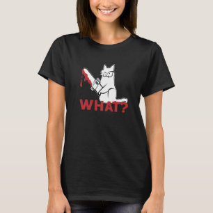 Katze Was Weiße Katze Mörderische Katze Mit Ketten T-Shirt