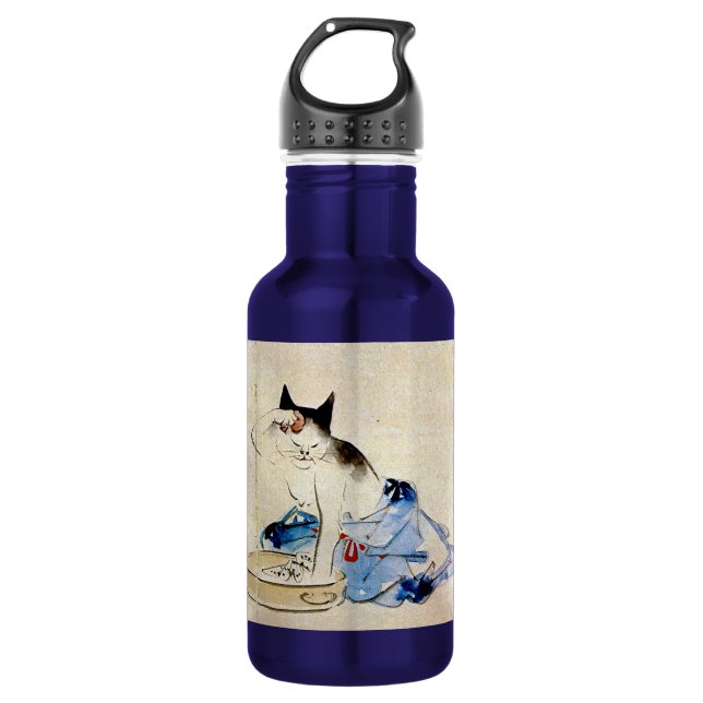 Katze waschen ihren Körper, Utagawa Hiroshige Edelstahlflasche (Vorderseite)