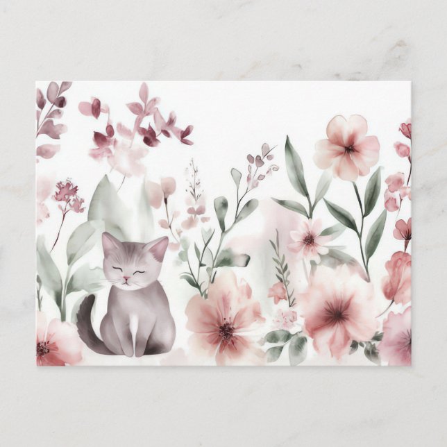 Katze Wasserfarben Postkarte (Vorderseite)