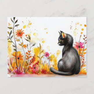 Katze Wasserfarben Postkarte