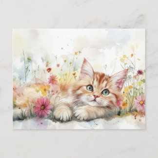 Katze Wasserfarben Postkarte