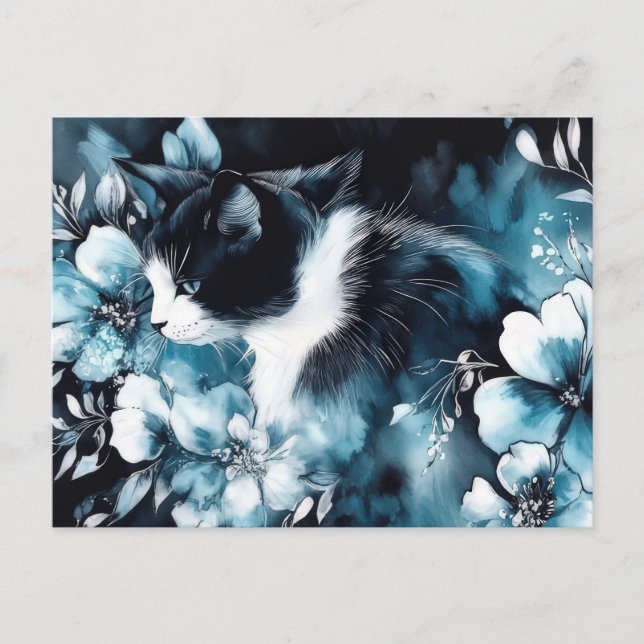 Katze Wasserfarben Postkarte  (Vorderseite)