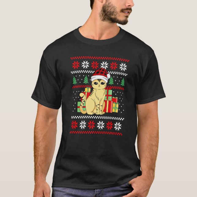 Katze Weihnachten Hässlicher Pullover  Santa Katze (Vorderseite)