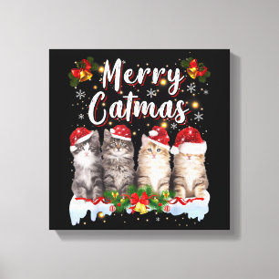 Katze Weihnachten Santa Hut Lustig Fröhliche Katma Leinwanddruck