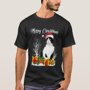 Katze Weihnachten Santa Hut Lustige Schwarze Katze T-Shirt