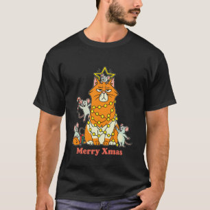 Katze Weihnachtsbaum Frohe Weihnachten Lustige Mau T-Shirt