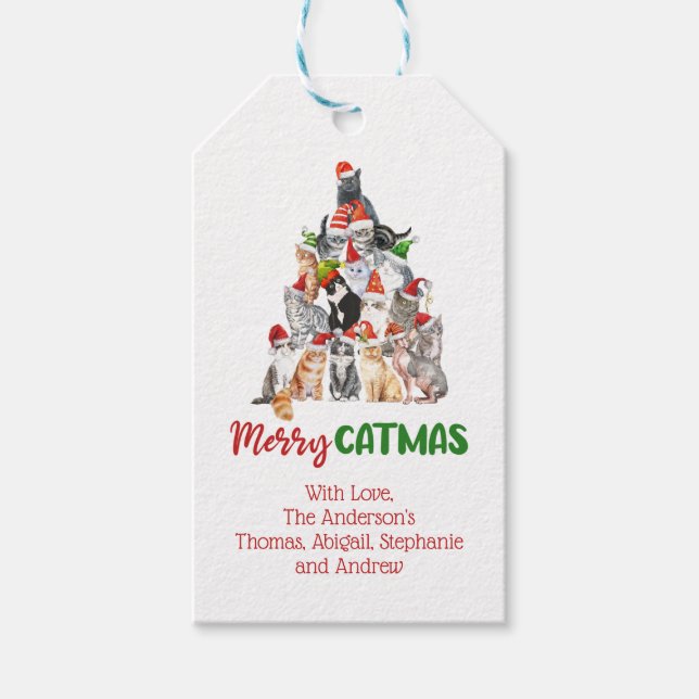 Katze Weihnachtsbaum Katzenliebhaber Katzenbesitze Geschenkanhänger (Vorderseite)