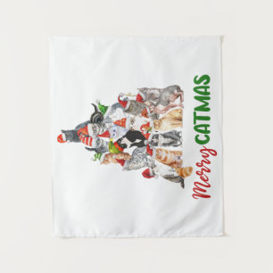 Katze Weihnachtsbaum Katzenliebhaber Weihnachten Wandteppich