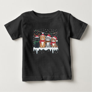 Katze Weihnachtslicht Rentier Santa Katzenliebhabe Baby T-shirt
