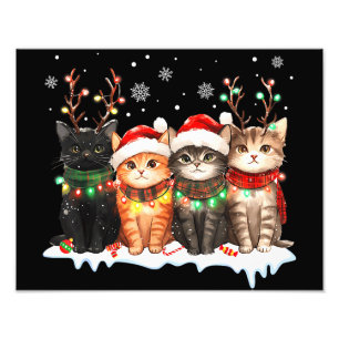 Katze Weihnachtslicht Rentier Santa Weihnachtskatz Fotodruck