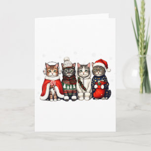 Katze Weihnachtslicht Rentier Santa Weihnachtskatz Karte