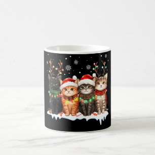 Katze Weihnachtslicht Rentier Santa Weihnachtskatz Verwandlungstasse