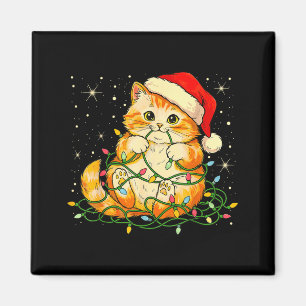 Katze Weihnachtslichter Santa Hut Xmas Katzenliebh Magnet