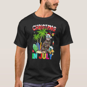 Katze Weihnachtsmann Hut Sonnenbrille Weihnachten  T-Shirt